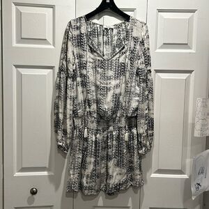 Parker Black & White Long Sleeve Dress, Size Large
